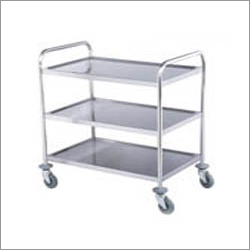 Trolley - Stainless Steel, 76x46x86cm | Durable, Easy Maneuver, Heavy Duty, Large Capacity, Three Shelves, 100kg Weight Capacity, Smooth Rollers