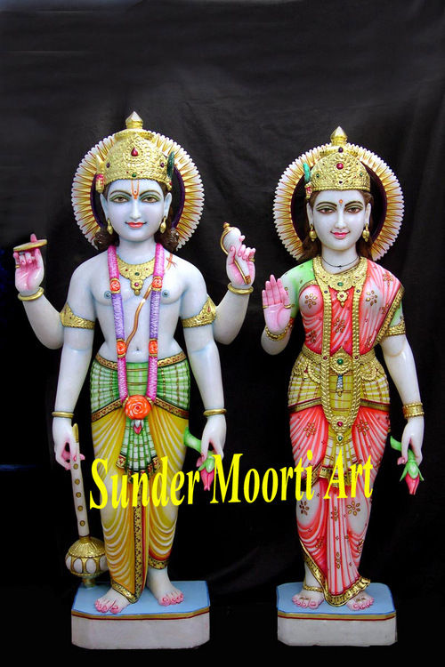 Painting Marble Vishnu Lakshmi Statue