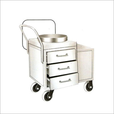 Tea Coffee Dispenser Trolley - Stainless Steel, Three Drawers, Four Wheels | Durable, Mobile, Smooth Movement, Easy Use