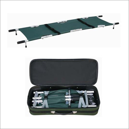 Four Fold Stretcher - Aluminum Fabric, 214x54.5x12 cm, Green | Portable, Durable, Lightweight, Strong, 160 kg Load Capacity
