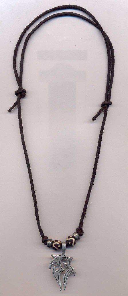 BONE METAL LEATHER NECKLACE