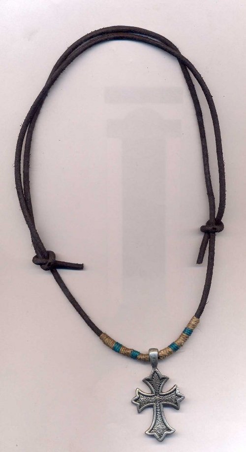 HEMP LEATHER CROSS NECKLACE