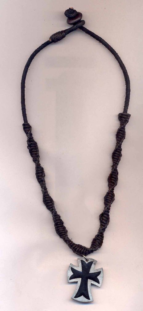 BLACK JUTE CROSS NECKLACE