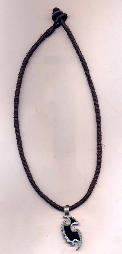 BLACK HEMP TRIBAL PENDENT NECKLACE