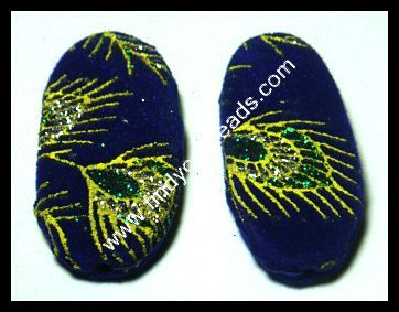 Velvet Beads - Velvet 15-20mm Blue Oval, Soft Texture Durable Material