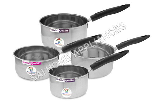 Stainless Steel Sauce Pan - Silver and Black , Scratch Proof, Rust Resistant, Excellent Finish, Comfortable to Handle for Home Use
