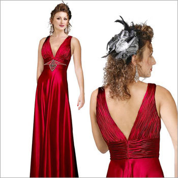 Red Satin Evening Gown