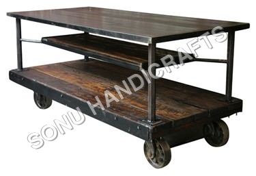 IRON WOODEN COFFEE TABLE