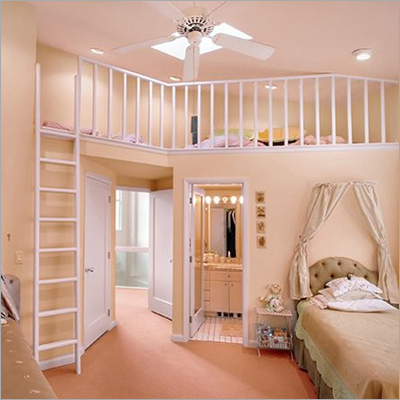 Interior Decorators/Decorative Items - Wood, Variable Dimensions, White | Elegant Design, Space Saving, Child-Friendly, Customizable, Durable, ASTM Compliant Loft Bed