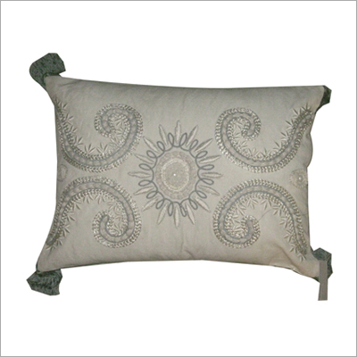 Grey Embroidered Cushion Cover