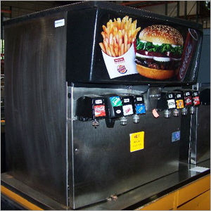 Soda Fountain Machine - Stainless Steel, 48" x 24" x 36" , 10 Gallon Capacity, 8 Dispensing Heads, Adjustable Temperature Control, Efficient Cooling, Multiple Flavors, Space-Saving Design