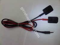 Double Channel Conductive Electrodes / Pads - Conductive Silicon Material, 2x2 Inch Size, Black Pads With Color-coded Cables, 1 Meter Length | Autoclavable, Lightweight, Flexible Design