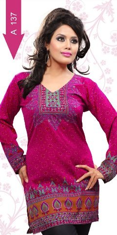 Indian Exporters OF Digital Printed Kurtis - Cotton, 28 Inch Length, V-Neck, Long Sleeves | Comfortable, Stylish, Versatile, Elegant, Regular Fit