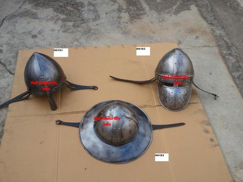 Battle Ready Helmets - Steel, 1.5mm Thickness, 2-3kg | Impact Resistance, Leather Strap Fasteners, Customizable Fit