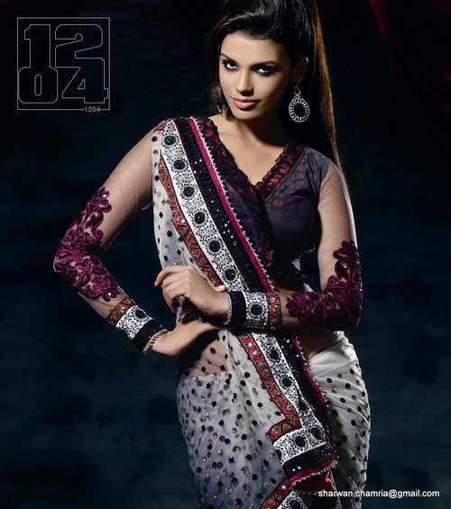 Doulble Color Net Saree