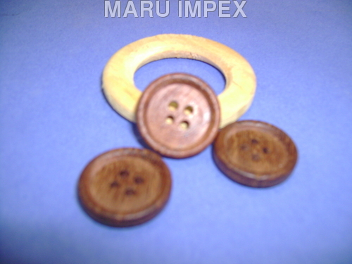 Round Brown Wooden Ring Button - 32 Line 4 Hole