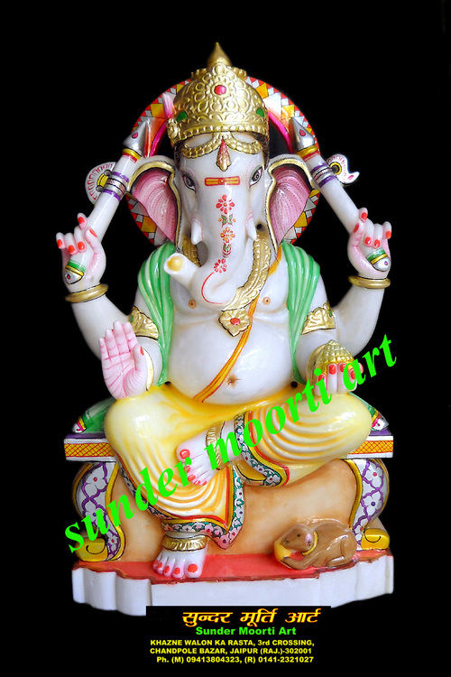 Marble Sitting Ganesh Ji Statue