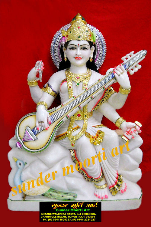 Marble Saraswati Mata Statue