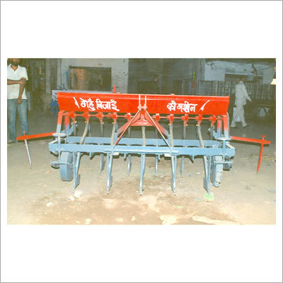 Agricultural Seed Drill - Steel Adjustable Row & Seed Spacing Red Single Hopper 10kg Large Coverage