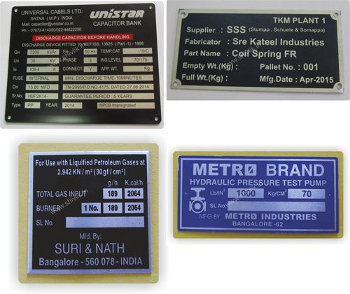 Serial No Metal Labels Serial No Metal Labels