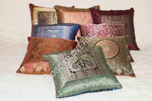 Multi Color Zari Border Cushion Covers