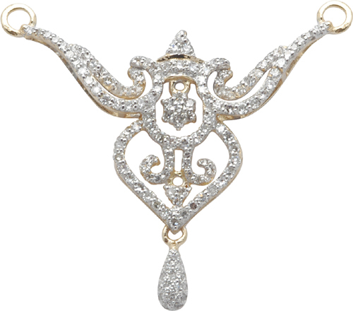 Mangalsutra Designs - 18K Yellow Gold, 0.40 Ct VVS Round Diamonds, 144 Pcs, 2.9 Grams, Traditional Bridal Pendant