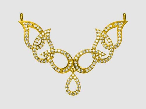 Mangalsutra Designs - 18K Yellow Gold, 0.65 Ct VVS Round Diamonds, 136 Pcs, 6.5 Grams, Elegant Traditional Bridal Wear