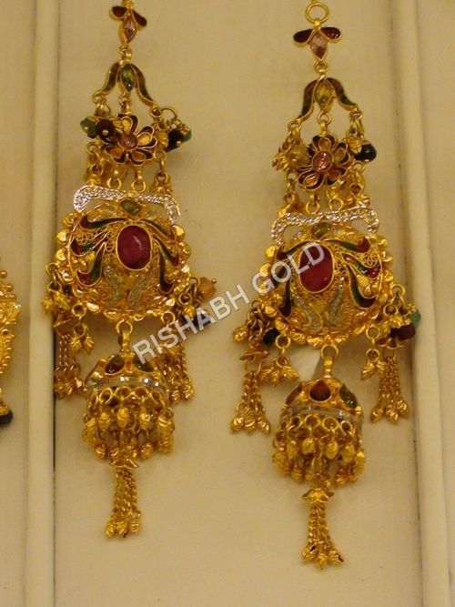 Gold Long Fancy Earrings