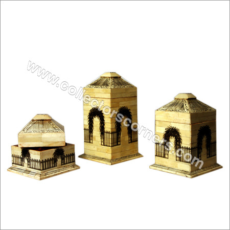 Camel Bone Painted House Boxes