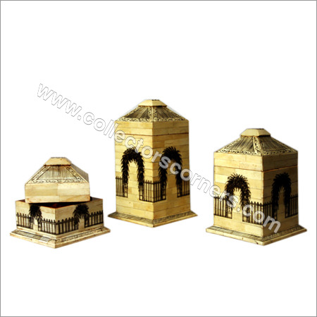 Golden Camel Bone Painted House Boxes