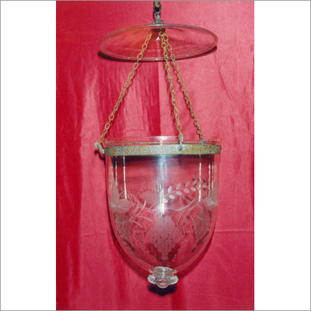 Hand-Painted Silver Finish Glass Bell Jar Lantern - Color: Red