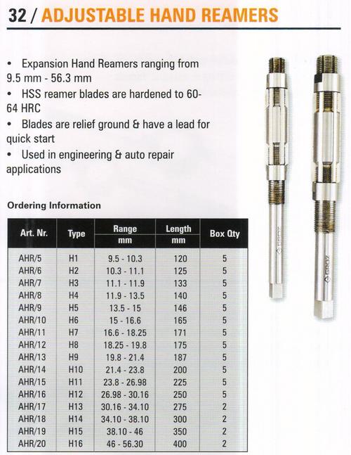 adjustable hand reamers