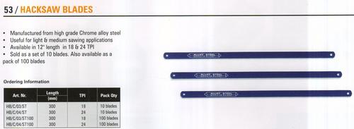 Hacksaw Blades - High-Speed Steel, 6-12 inches Long, 1 inch Wide, 0.035 inches Thick | Durable Blades, Efficient Cutting, Precise Cuts, 18-32 TPI