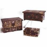 Teak & Brass Assorted Wooden Boxes