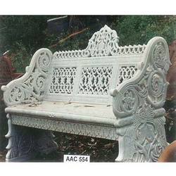 White Marble Carved Bench