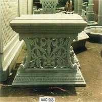 Marble Carved Bases - Indian Marble, Elegant White Finish | Intricate Patterns, Smooth Top Surface, Perfect For Home Decoration