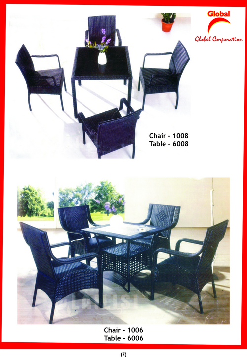 OUTDOOR SETS - Wicker Sofa Set Small Table Four Chairs Black | Elegant Lightweight Comfortable Low Maintenance