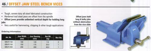 Offset Jaw Steel Bench Vices - Steel, Blue, Swivel Base | Induction Cutting Edge, Large Capacity, Offset Jaws