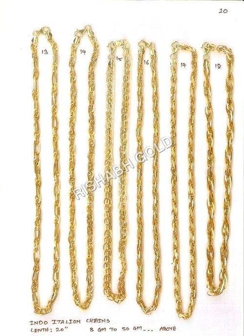 Mens Hollow Gold Chain Set