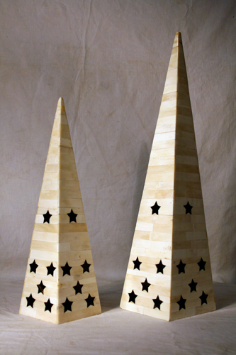 Cream Horn Inlaid Pyramids