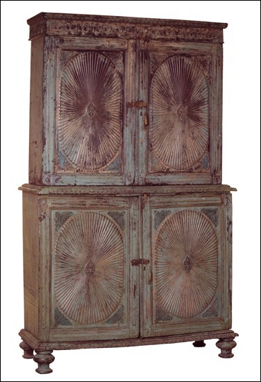 Handmade Wooden Sunburst Cabinet