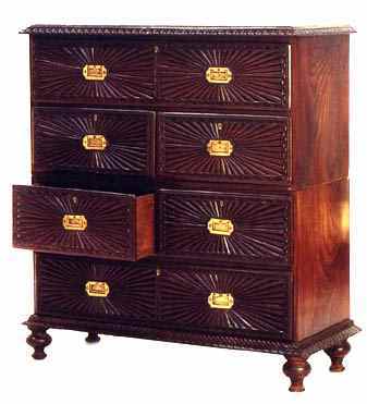 ROSEWOOD SUNBURST CHEST OF DRAWERS