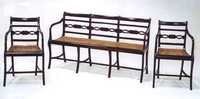 ROSWOOD INDO-PORTUGUESE SETTEE WITH TWO ARM CHAIRS