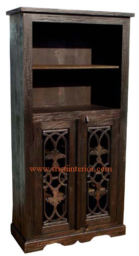 Book Shelf - Sheesham Wood, 150x120x45 Cm, Dark Brown, Pu Gloss/matte Finish, Antique Style, Spacious Shelves