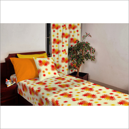 Cotton Bed Linen(05) - Cotton, Multiple Sizes, Orange, Floral Pattern | Soft Feel, Durable, Elegant Design