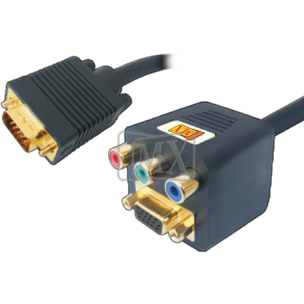 MX VGA MALE TO VGA FEMALE OR 3RCA SOCKET RGB CORD GOLD PLATED