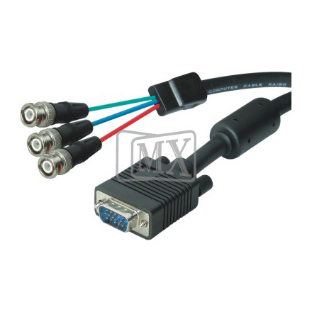 MX VGA HDDB 15P MALE TO MX 3 BNC MALE MOULDED MONITOR CABLE