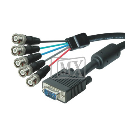 MX HDDB 15P MALE TO MX 5 BNC MALE MOULDED MONITOR CABLE
