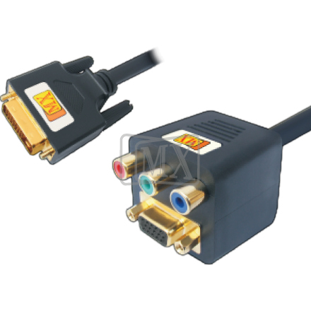 MX DVI 24+1 PIN MALE TO VGA FEMALE 15 PIN OR 3RCA SOCKET RGB CORD GOLD PLATED