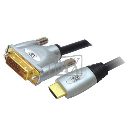 MX HDMI 19 PIN PLUG TO MX DVI-D PLUG METAL SHIELD - 2 MTRS.
